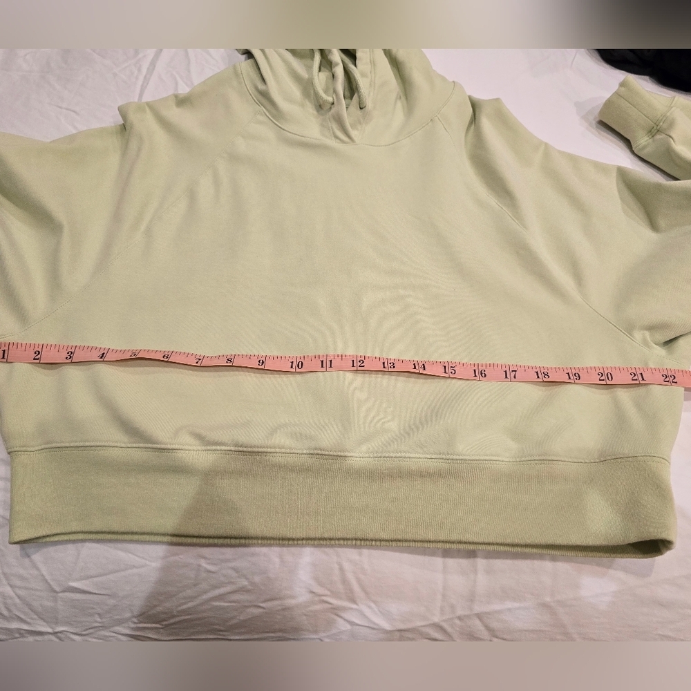 Alo Yoga Cropped Double Take French Terry Hoodie in the color Iced Green Tea - Picture 7 of 7